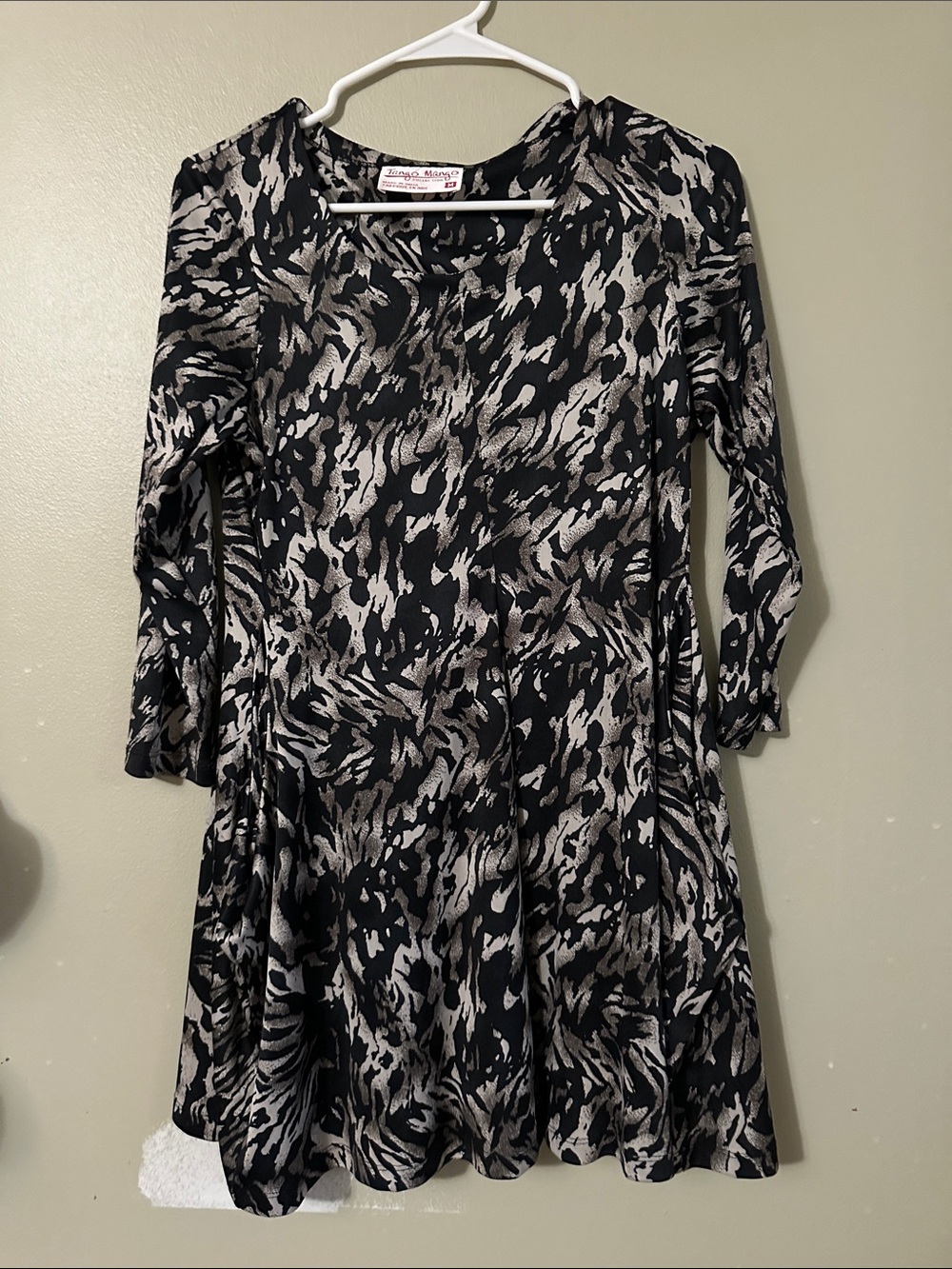 George Simonton Black and Silver Patterned Ponte Fit-and-Flare Dress